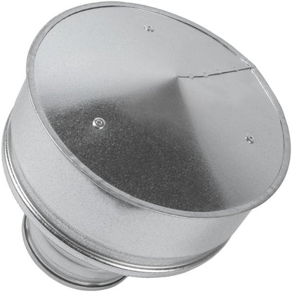 Vent Systems 4" Inch Round Roof Vent Cap – Galvanized Steel Chimney Rain Guard with Wind Shield – Heavy-Duty Weather-Resistant Protector Cap for Exhaust, Stove Pipe, Chimney - Outdoor Use
