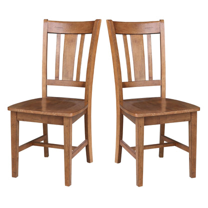 IC INTERNATIONAL CONCEPTS Set of Two Solid Wood San Remo Splatback Chair Distressed Oak