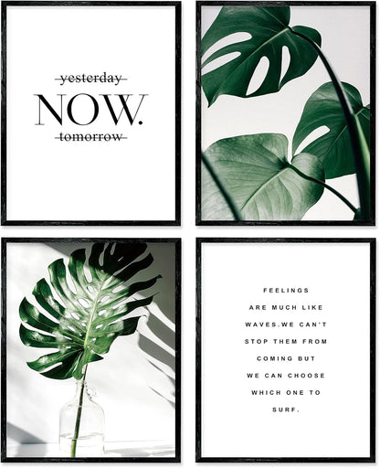 A ARTZONE Botanical Watercolor Prints, Set of 4 Unframed Canvas Art Prints (8x10 inches)
