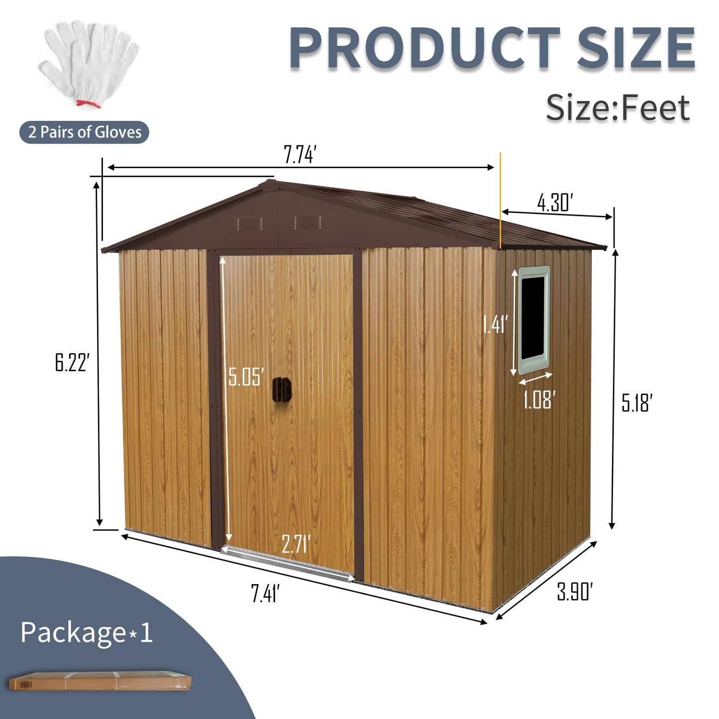 Ball & Cast 8x4 FT Outdoor Metal Storage Shed,Waterproof Garden Organizer Tool House with Window and Foundation,Shelter Cabinet w/Vents & Sliding Door,for Patio,Lawn,Backyard,Coffee