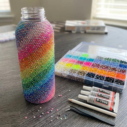 32000Pcs 40 Colors Resin Jelly Rhinestones for Bedazzling, 3mm Flatback Gems Kit for Crafting, Complete Bedazzle Kit for Clothes Shoes Nail Art with Glue and Tools