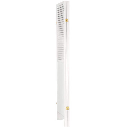 Red Lantern 6 ft. Tall Louvered Beadboard Room Divider White 4 Panel