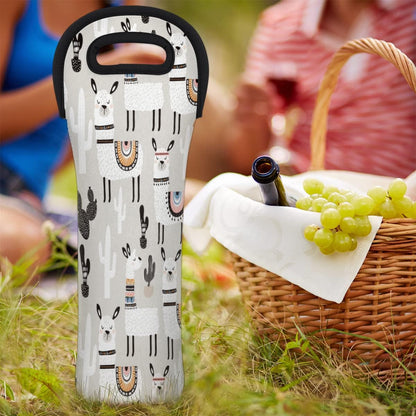 Camel Llama Wine Tote Bag - Neoprene Wine Carrier for Party, Travel, Restaurant, Alpaca Cactus Wine Accessories