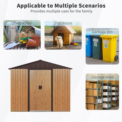 Ball & Cast 8x4 FT Outdoor Metal Storage Shed,Waterproof Garden Organizer Tool House with Window and Foundation,Shelter Cabinet w/Vents & Sliding Door,for Patio,Lawn,Backyard,Coffee