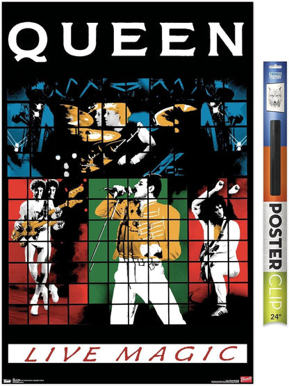 Trends International Queen - Live Magic Wall Poster, 22.375" x 34", Premium Poster & Clip Bundle
