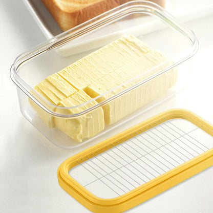 Luatoxry Butter Cutter and Storage Case, Airtight Butter Dish that Cuts into Slices, Transparent Butter Storage Box with Lid and Cutting Net for Cheese Cutting, 6.7x3.9x2.8in
