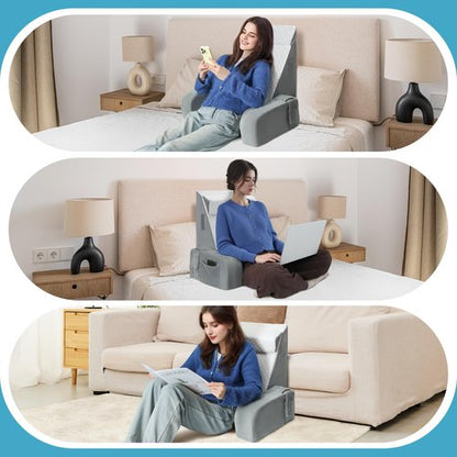 DREAMANIA Reading Pillow for Sitting in Bed Adult - Back Pillow for Bed Sitting up, Backrest Support Pillow for Lounging/Reading/Gaming/Resting/Watching TV, Bedrest, White