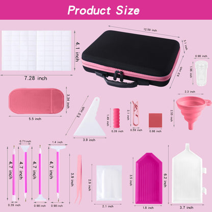 LYMUSUMI Diamond Art Storage Containers 60 Slots Diamond Painting Accessories and Tools Portable Bead Organizer Boxes for Adults（Pink）