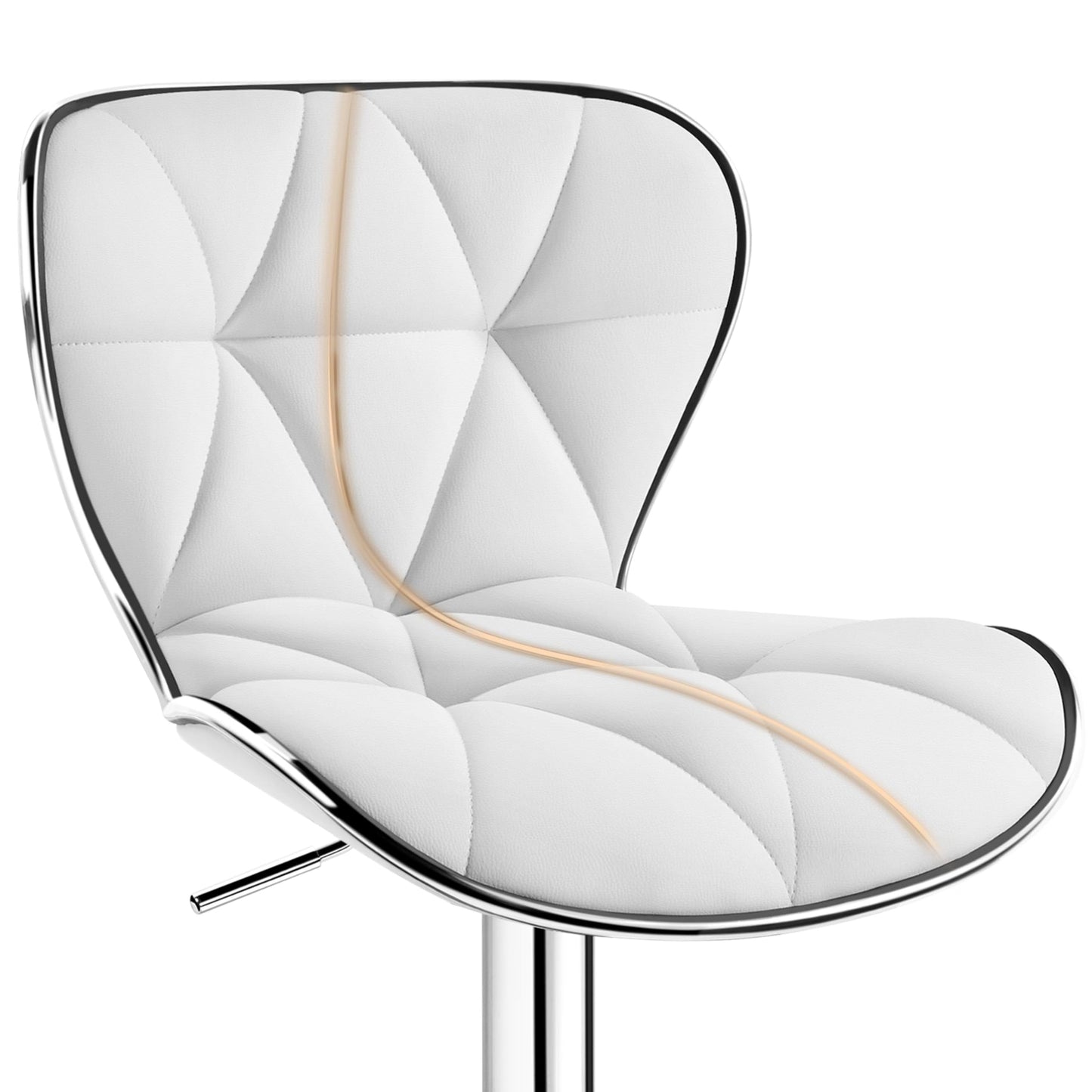 Yaheetech Bar Stools Leather Set of 4, Adjustable Shell Back Barstools with Footrest, Counter Height Bar Chairs with Back for Kitchen Island, White