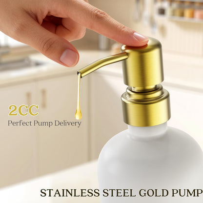galasily Set Set Gold Soap Dispenser Comes with Stainless Steel Pumps, Instant Dry Tray, and Dish Scrub Brush, Kitchen