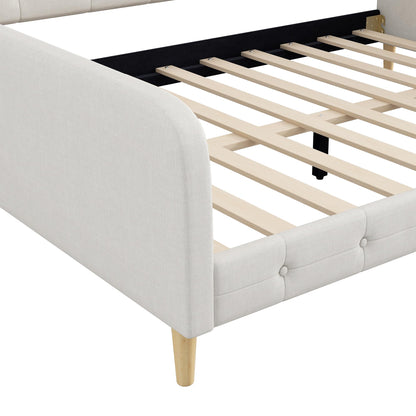 Merax 85" Queen Size Linen Upholstered Daybed with 4 Support Legs,Beige