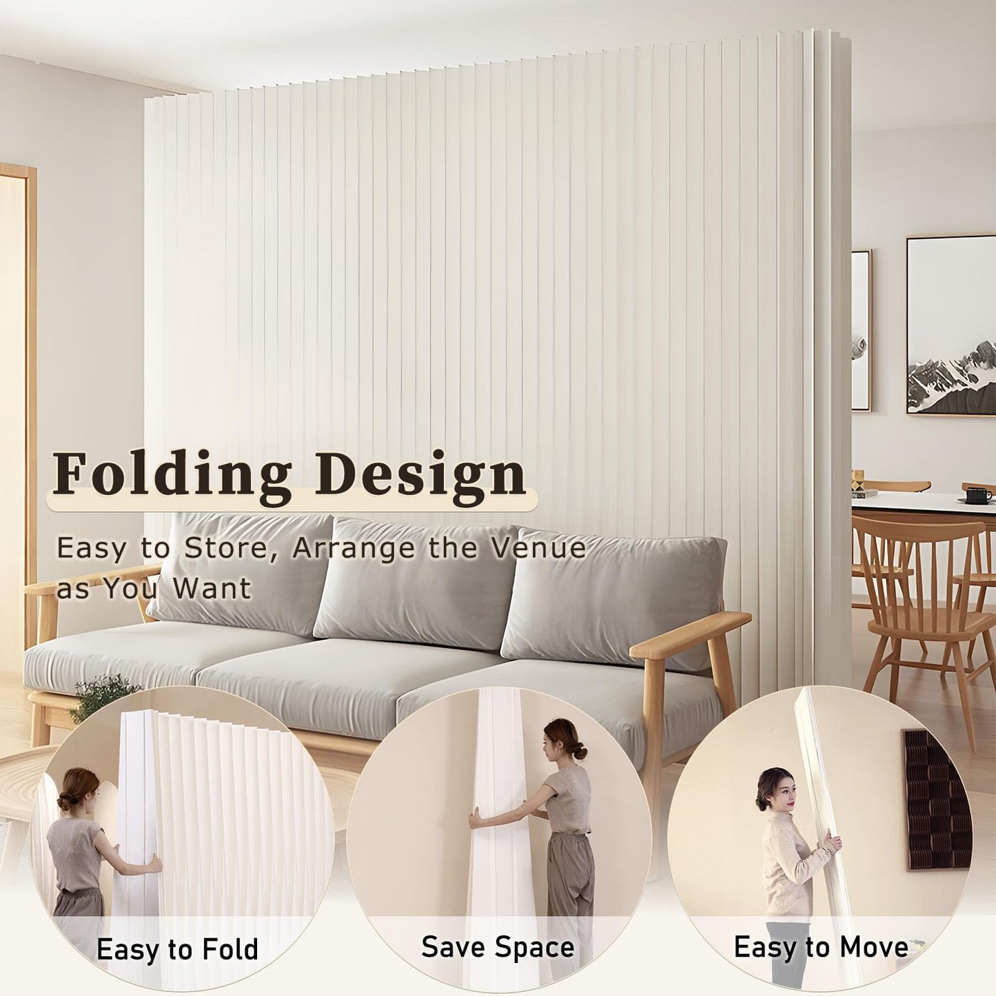 Paper Room Divider, Portable Room Dividers and Folding Privacy Screens, Divider for Room Separation, for Dorm Studio Office
