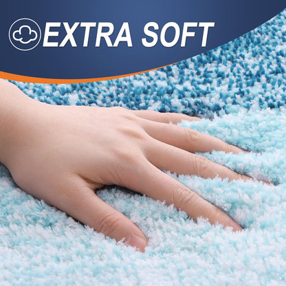 OLANLY Bathroom Runner Rug - Extra Soft Microfiber Mat, Quick Dry & Washable | 70x24, Peacock Blue