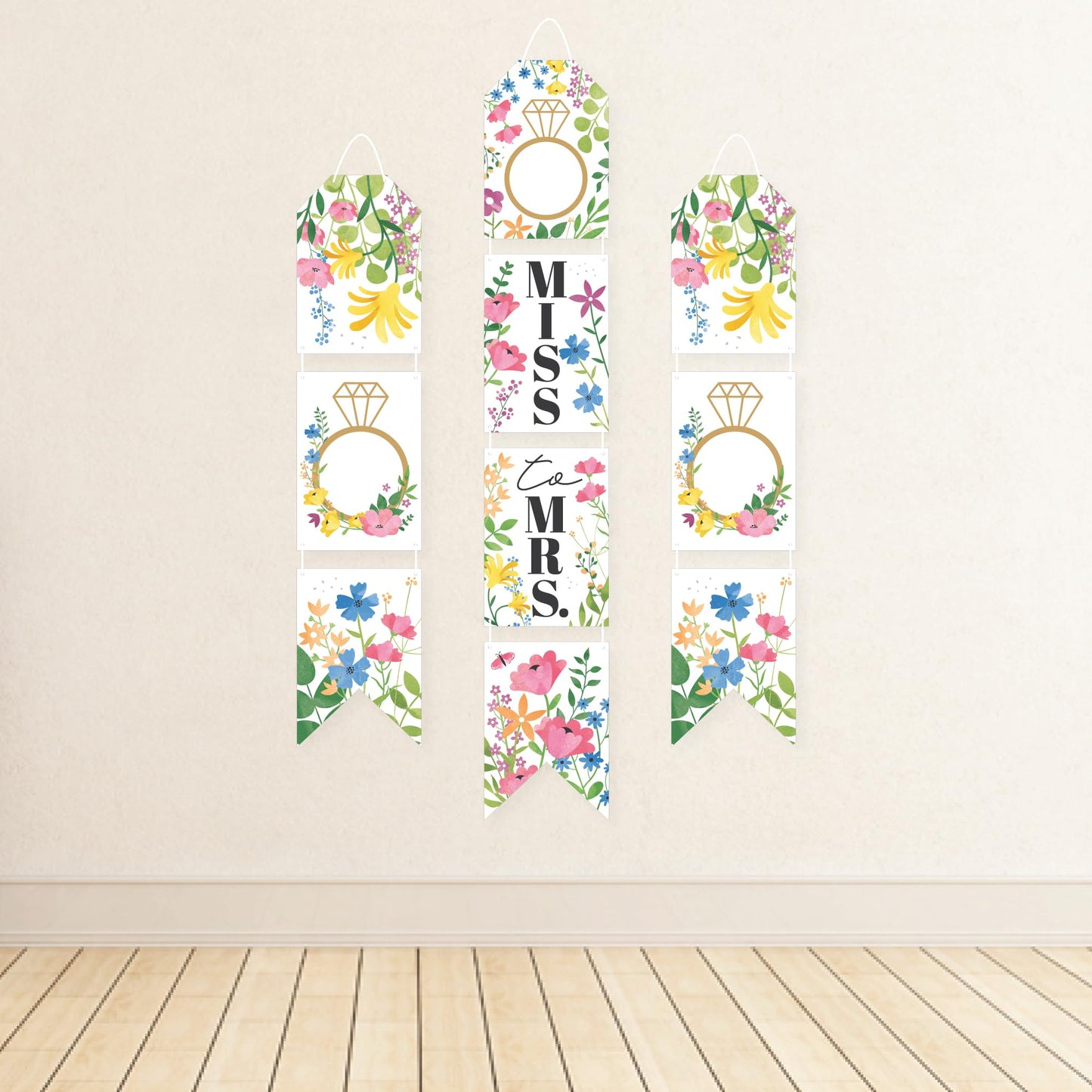 Big Dot of Happiness Wildflowers Bride - Hanging Vertical Paper Door Banners - Boho Floral Bridal Shower and Wedding Party Wall Decoration Kit - Indoor Door Decor