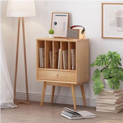 YUHUAWF Vinyl Record Holder Vinyl Record Wooden Display Cabinet with Drawer Home Multi-Functional Storage Sideboard CD Holder