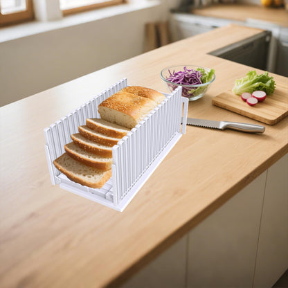 Bread Slicer for Homemade Breads , Adjustable Thickness Slicing Guide , Foldable Portable Bread Cutter Suitability for Homemade Breads, Bagel ,Cakes - Kitchen Gadget, Baking Tool ,Gifts for Mom Dad