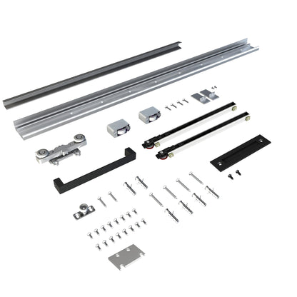 JUBEST 36"x84" Concealed Sliding Barn Door with Soft Close Hardware Kit, Black Hidden Door for Opening 32"-34"x80", Waterproof and Modern, Smooth Sliding, for Interior Using, Widely Used