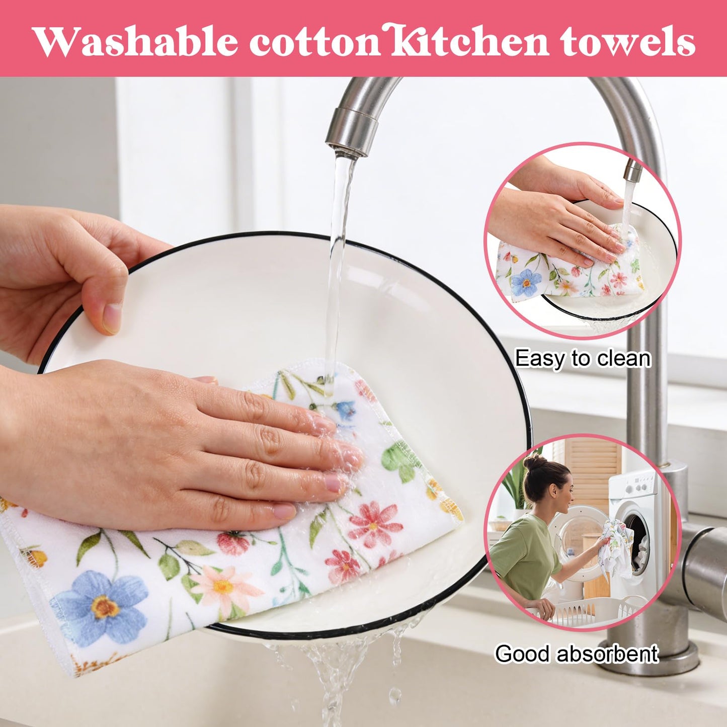 IANFEPH 36 Pcs Reusable Paper Towels Roll Paperless Cotton Cloth 9.8" X 11" Washable Kitchen Towel Absorbent Soft Flannel Reusable Hand Napkin for Home Bathroom Cleaning Household Dishcloth