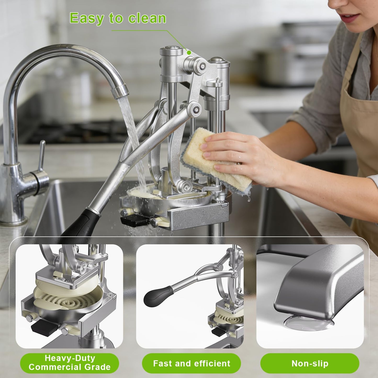 2-in-1 Commercial Juicer and Chopper - Heavy Duty Cast Iron Hand Press Manual Squeezer for Lemon, Citrus, Orange, Professional Vegetable Slicer French Fry Cutter Food Dicer