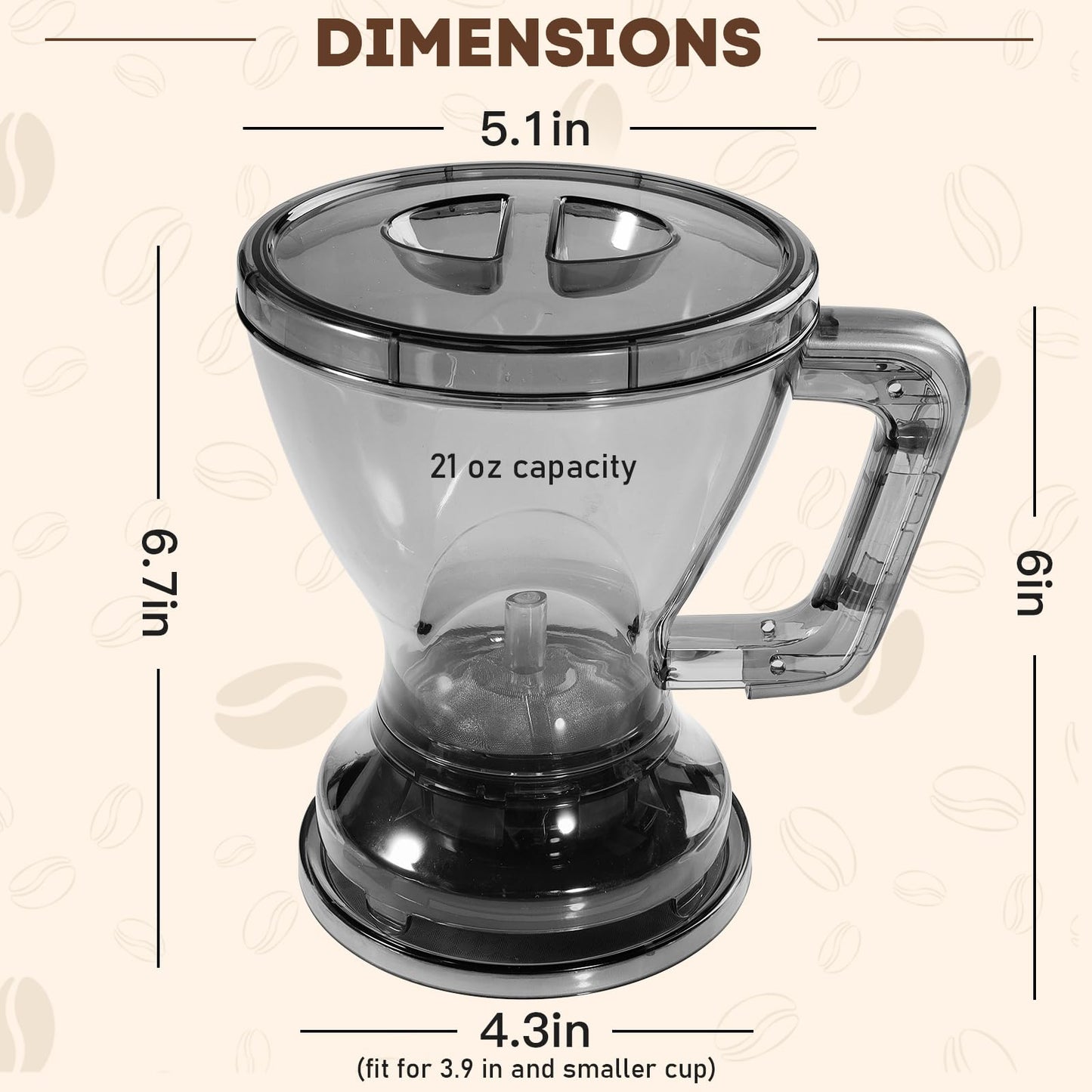 Newdehanm Pour Over Coffee Dripper & Filter, Reusable Paperless Clever Dripper Automatic Drip Coffee and Tea Maker with Immersion Extraction, BPA-Free, 21oz Home Brewing
