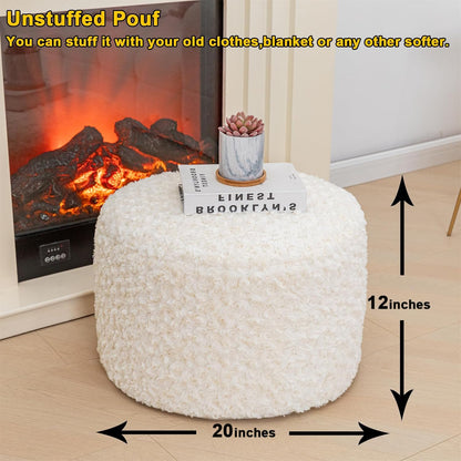 Poofieotto 20x12 Inches Unstuffed Pouf Ottoman Cover Handmade Footstool Ottoman Storage Solution Floor Pouf Footrest