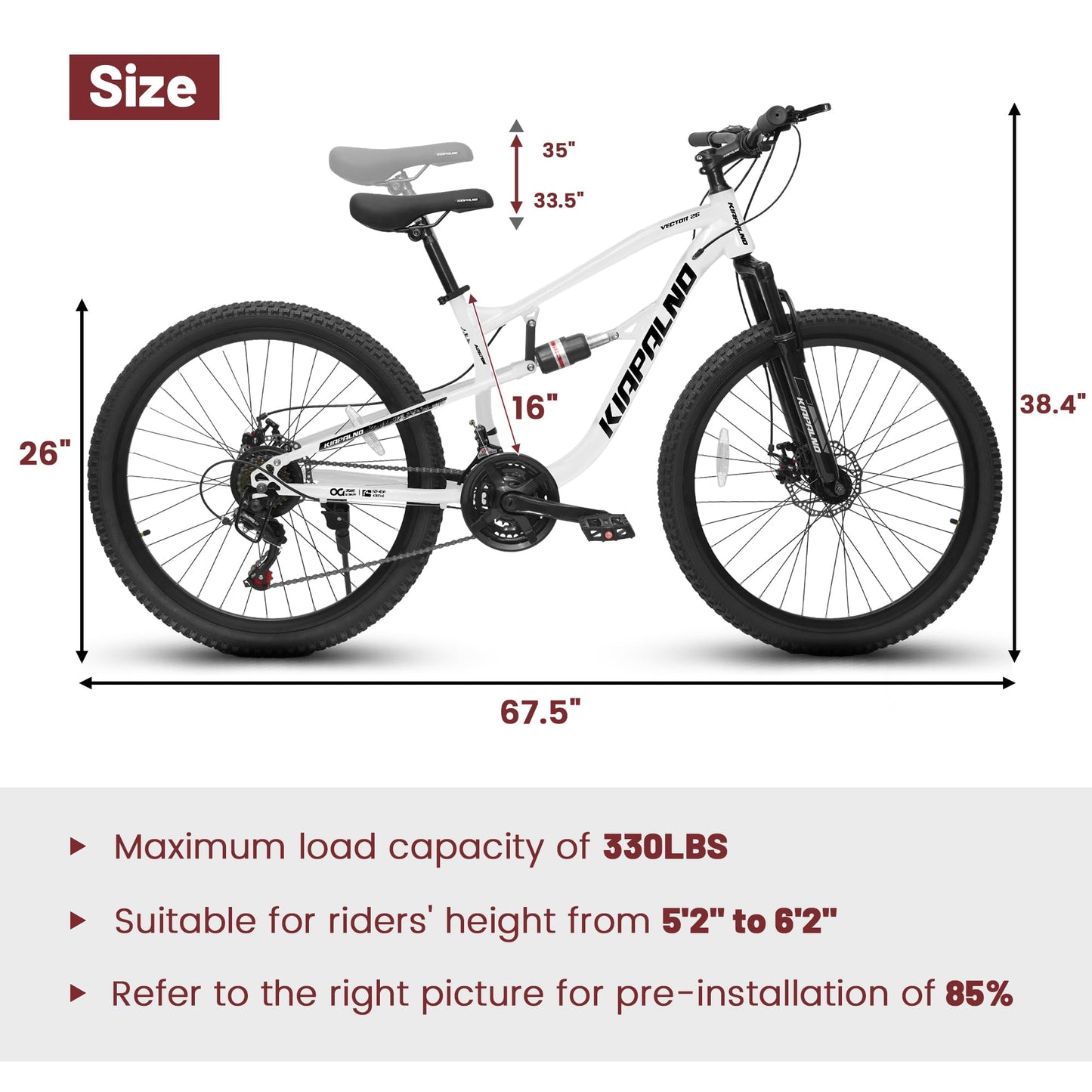Ecarpat 26 inch Mountain Bike Full Suspension, 21 Speeds Dual Disc Brake Men Boys Bike for 10+ Years, Carbon Steel Frame, Trail Beach Snow Commuter City Bikes, Birthday Gift Choice