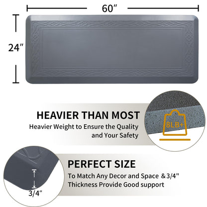 24 x 60 Inch Extra Support Anti Fatigue Comfort Kitchen Mat, Waterproof Long Kitchen Runner, Non-Slip Standing Desk Mat, Commercial Pads for Offices, Home, Garages (Bordeaux Grey, 24'' x 60'')