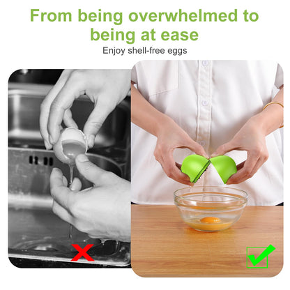 PowCube Egg Cracker, Silicone Egg Shell Opener, Cute Egg Shaped Design, Opens Eggs with Ease, A Little Happiness Boost for Your Kitchen. (Color: Green, 1-Pack)