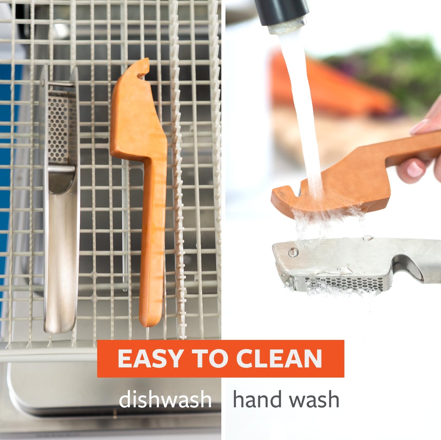Full Circle Crushed It - Easy-Clean Stainless Steel Garlic Press - Effortless Crushing and Quick Mess-Free Clean-Up - Integrated Cleaner Scraper, Dishwasher safe
