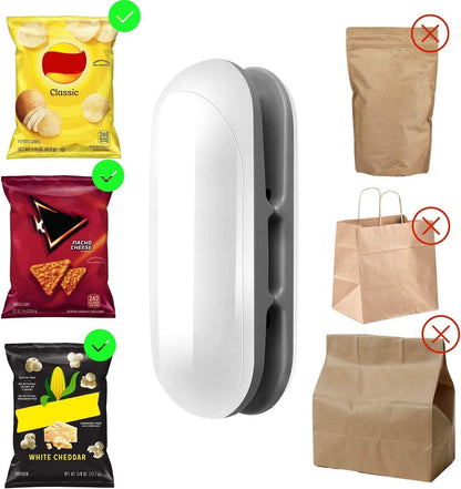 Mini Bag Sealer Heat Seal, 2 in 1 Portable Household Machine with Detachable Hook for Plastic Bags