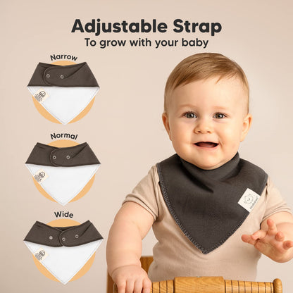 8-Pack Organic Baby Bandana Bibs for Boys, Girls - Super Absorbent Triangle Baby Bibs for Drooling and Teething Infant, 100% Cotton Extra Soft for Newborn, Infant 0-36 Months (Basics)