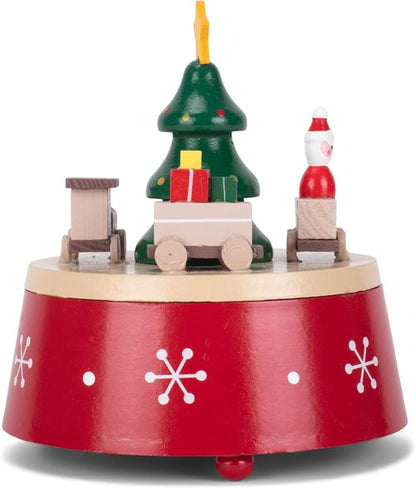 Cottage Garden Musical Christmas Figurine - 6-Inch Rotating Tree with Red Snowflakes | Plays Jingle Bells