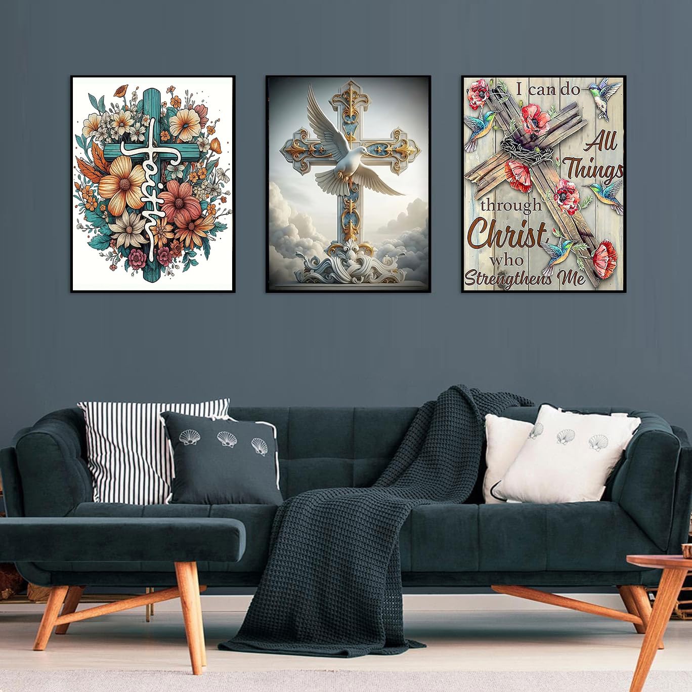 Axquilon Religious Diamond Art Kits for Adults - 3 Pack Cross Diamond Painting Kits for Adults, 5D Round Full Drill Christian Gem Art, Paint by Diamonds Pictures DIY Crafts Kits 12x16inch