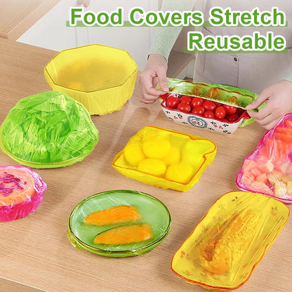 Mwellewm Plastic Bowl Covers Elastic Reusable Food Storage Stretch Saran Wrap Shower Caps Fresh Keeping Bags Bowl Covers for Bread Proofing Alternative to Foil for Family Outdoor Picnic 3 Size(120)