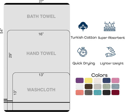 6 Set 2 2 2 Hawmam Linen White Piece Bath Towels for Bathroom Original Turkish Cotton Soft, Absorbent and Premium Bath