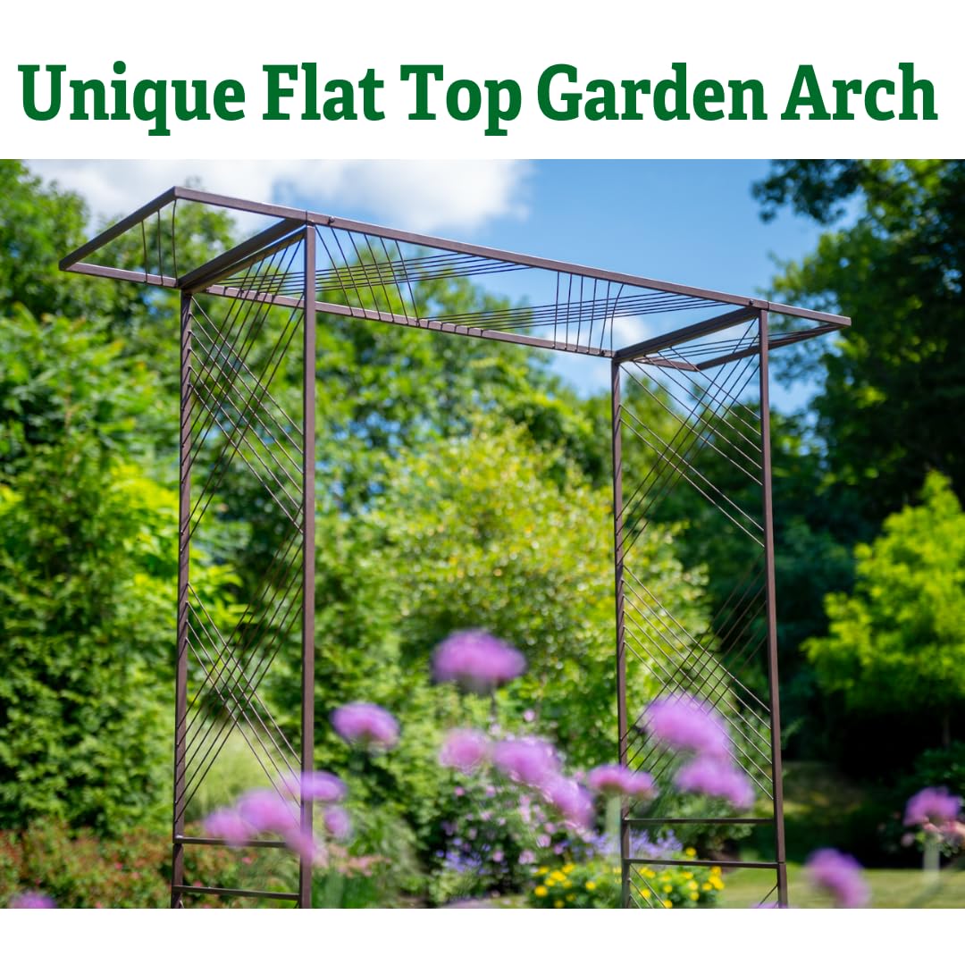 Gardener's Supply Company Modena Arch | Flat Top Garden Arch Made of Durable Powder-Coated Steel Perfect for Garden Entrance or Support for Climbing Plants & Vines