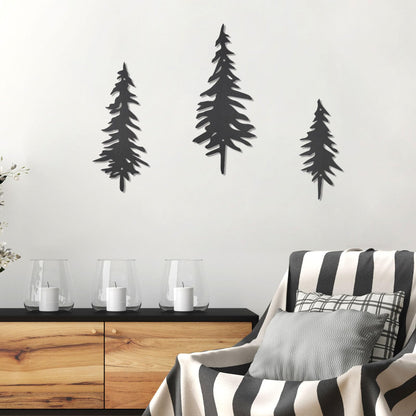 OYEFLY 5 Pieces Deer Bear Pine Tree Wall Decor,Rustic Wood Art Wall Decor (Black)