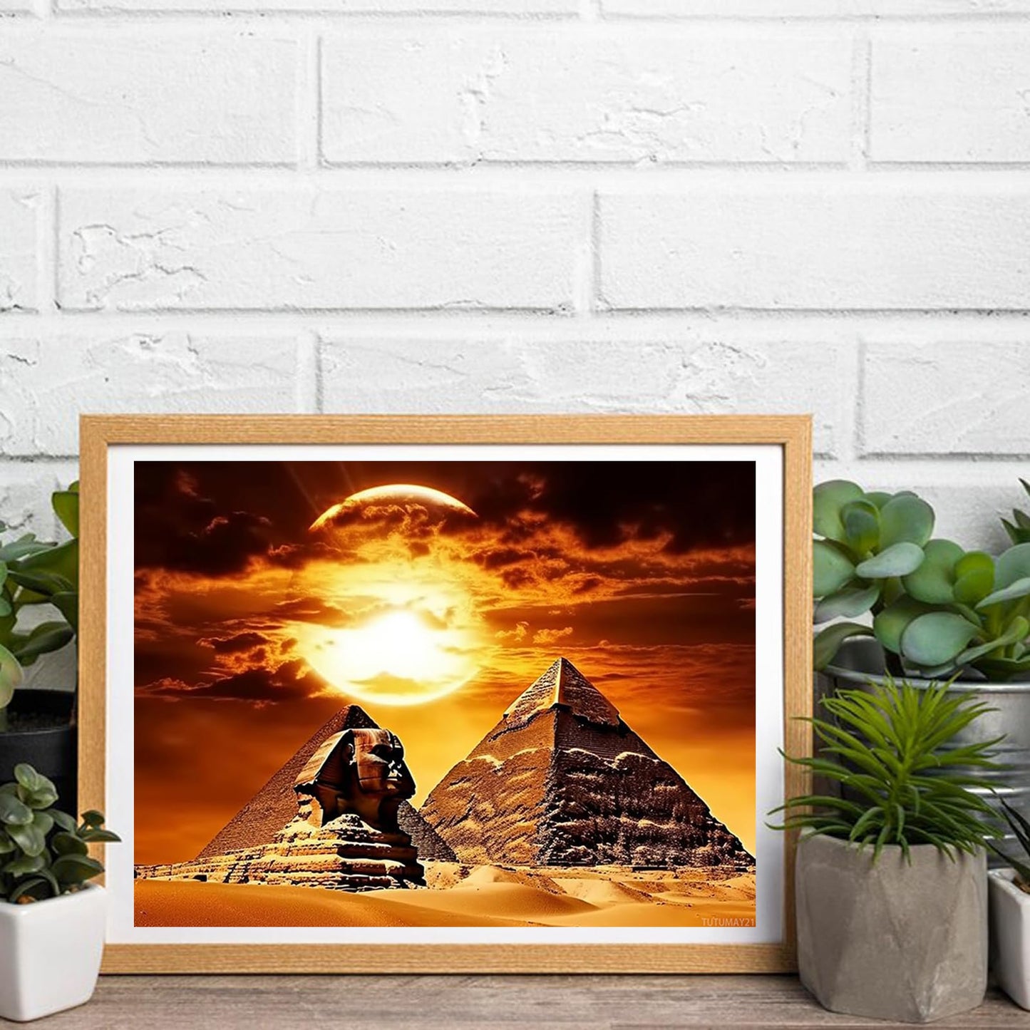 TUTUMAY21 Diamond Art Painting Ancient Egypt Modern Pyramid Sphinx Wonder of The World Egypt Giza Kit for Adults by Number Kits Gem Art Wall Home Decor 12x16 inch