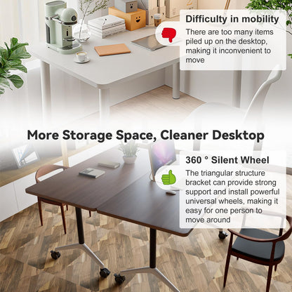 Folding Conference Room Tables, Seminar Conference Table Modern Flip Top Training Meeting Tables, Conference Room Table with Wheels for Home Office Classr,10 Pack 63inch