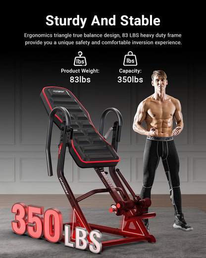 HARISON Inversion Table for Back Pain Relief - Decompression Back Stretcher, 350LBS Capacity Strength Training Inversion Equipment, Decompression Table with Safe Belt & Comfortable Ankle Holders