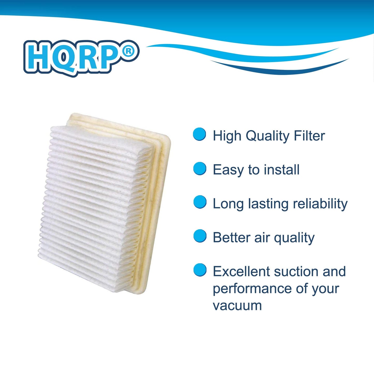 HQRP 2-pack Filters compatible with Hoover FloorMate FH40000, FH40010, FH40010B, FH40030, FH40011B, FH40020TV SpinScrub Hard Floor Upright Vacuum Cleaner, parts 40112050/59177051
