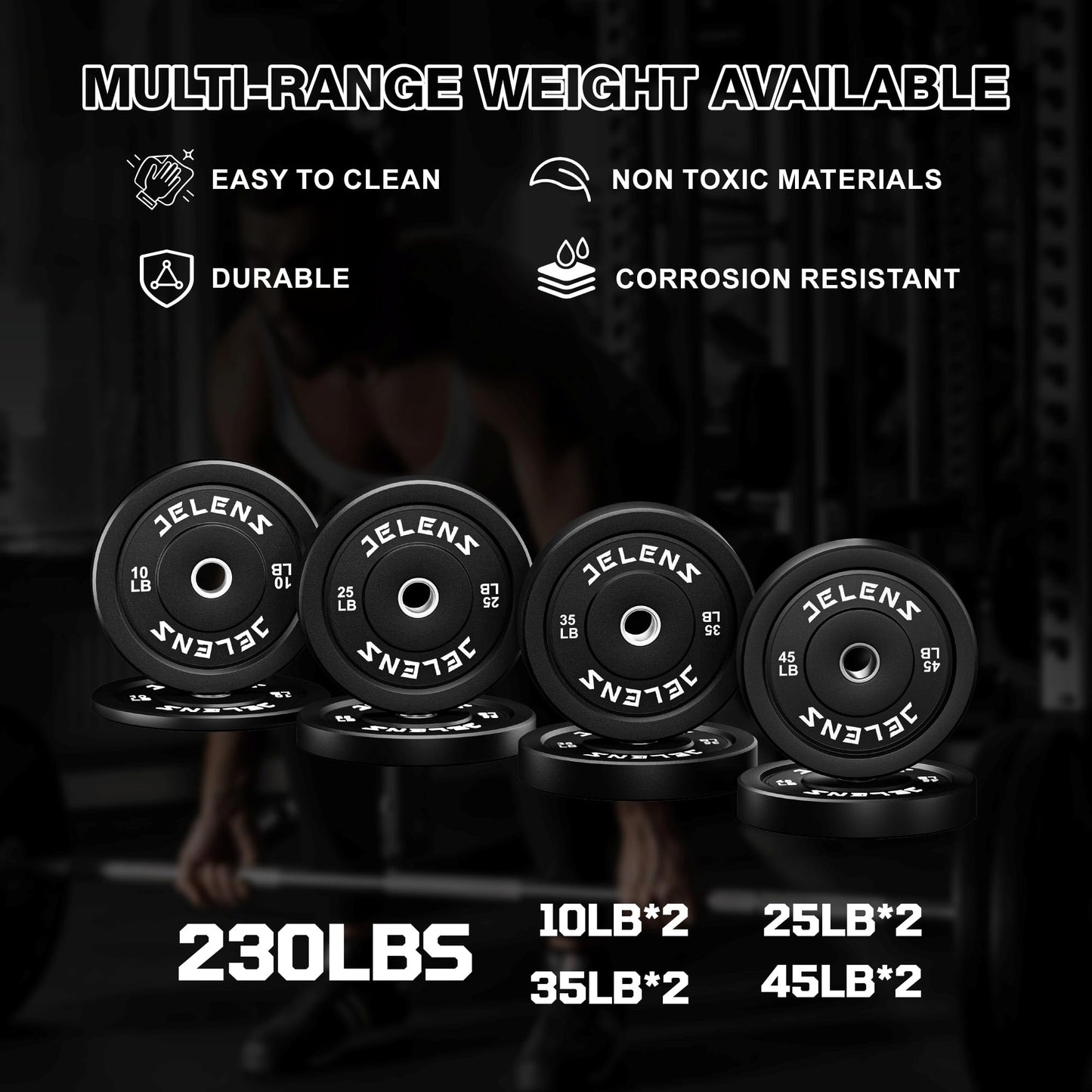 JELENS Smith Machine for Home Gym, Multi-Function M12 Power Cage, Squat Rack with Smith Bar and More Attachment (Black, 230LB Black Weights Package)
