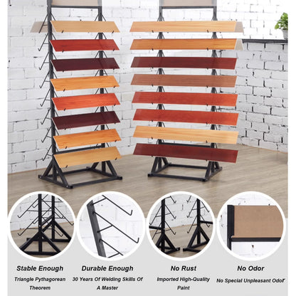 DFEDHF Sample Floor Tile Display Rack Floor Standing Wooden Plate Stone Display Shelf Multifunctional Vertical Porcelain Sample Display Stand for Retail Stores Exhibition Halls, Black