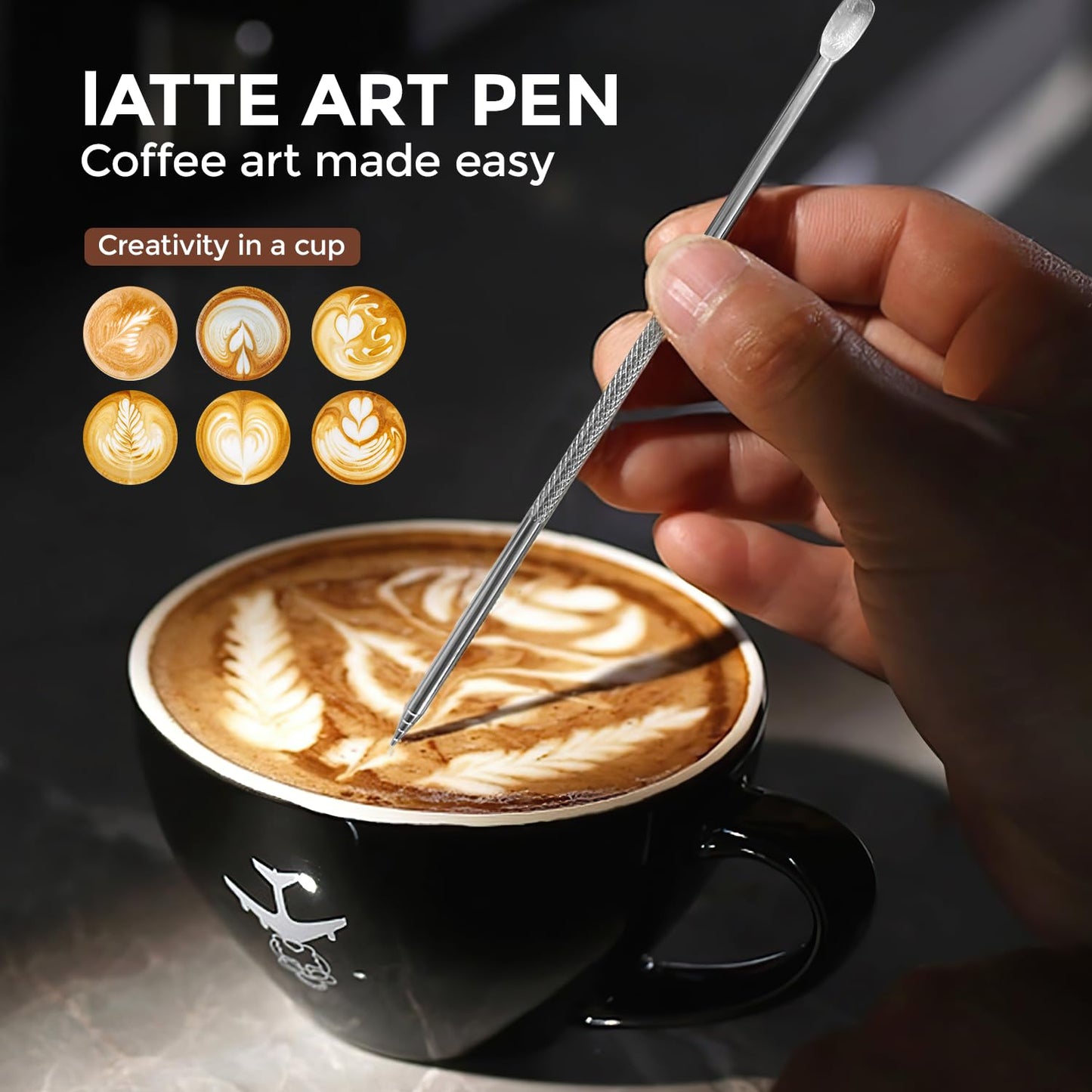 JZ.CAFE Milk Frothing Pitcher, 12 Oz/350 ML Milk Frother Steamer Cup Stainless Steel Espresso Cup with Decorating Pen