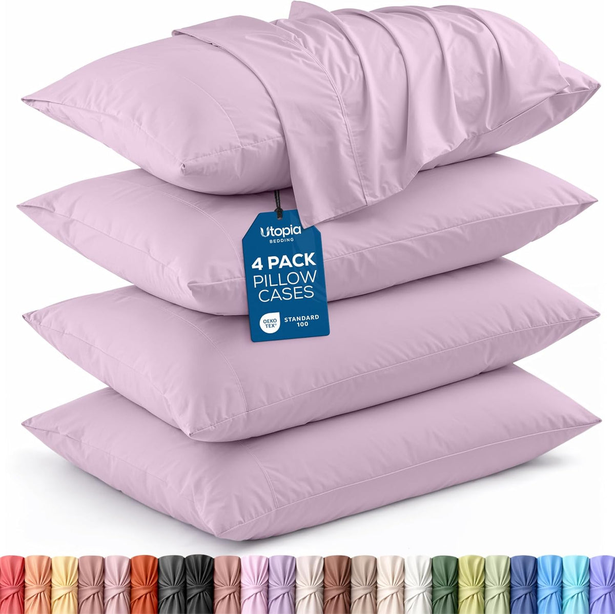 Utopia Bedding King Pillow Cases - 4 Pack - Soft Brushed Microfiber - Fade Resistant 20 x 40 Inches (Lavender)