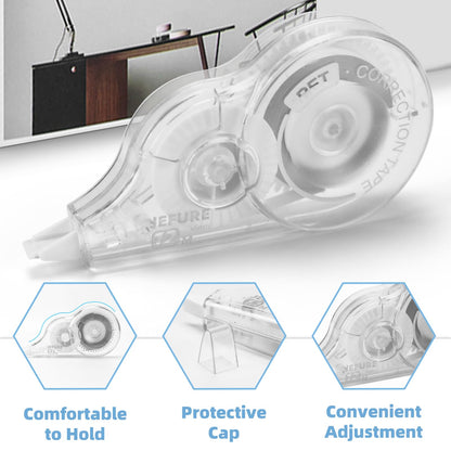 JEFURE 30 Pcs Correction Tape, 39.4 Ft White Wrong Out Tear-Resistant Bulk, Instant Corrections Easy To Use Applicator for School, Office, Note Taking, Journal (Tape Width 0.2 in, Clear)