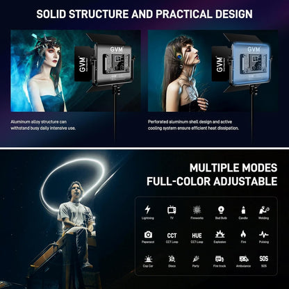 GVM RGB LED Video Light Kit, Dimmable Photography Lighting with APP Control, 680RS 50W 3 Packs Led Panel Light for YouTube Studio, Video Shooting, Gaming, Streaming, Zoom, Broadcasting, Conference