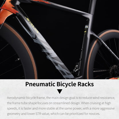 SAVADECK Carbon Fiber Road Bike, Hydraulic Oil Disc Bike with Carbon Fiber Frame and Wheelset, Lightweight Full Carbon Racing Bicycle with Shimano R7120 24S Shift Set for Adults(51CM,Twilight-Orange)