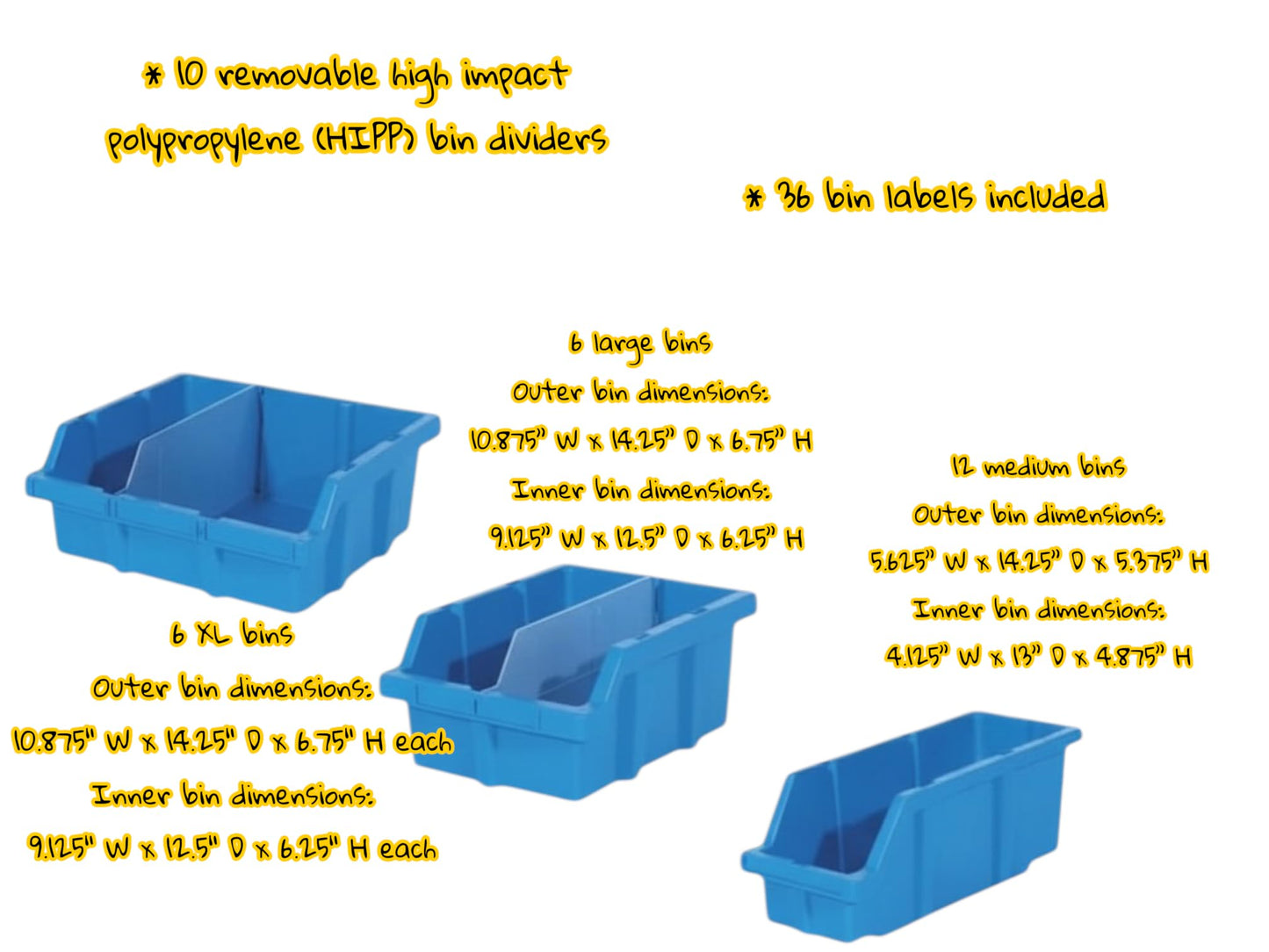 24-Bin Rolling Rack, Mobile Wire Shelving Unit with Blue Storage Bins, 8-Tier Chrome Cart, 36" W x 14.25" D x 63.5" H