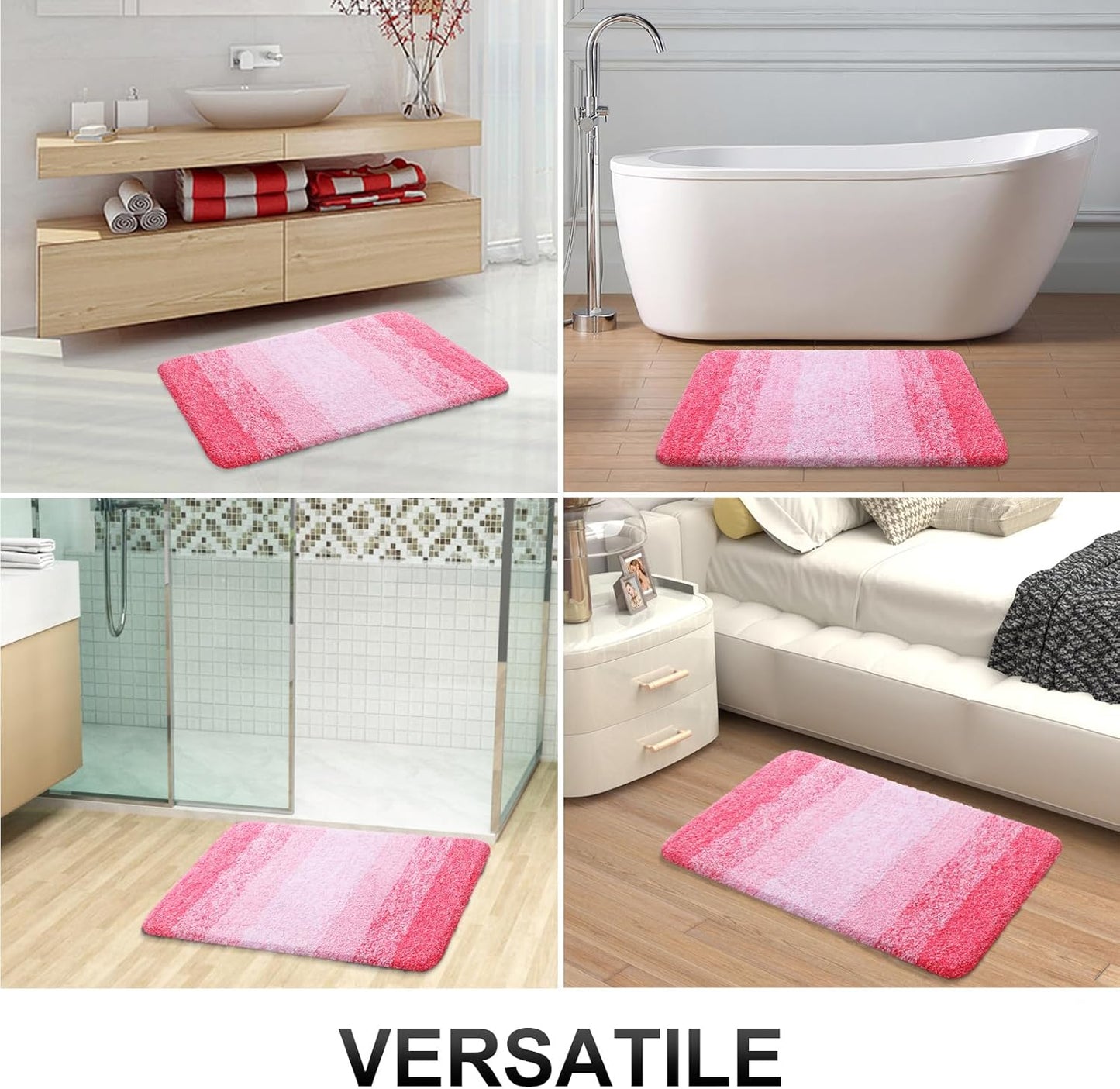 OLANLY Bathroom Rug Mat 24x16, Extra Soft Microfiber Bath Rugs, Non-Slip Plush Shaggy Carpet